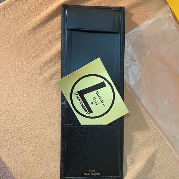 Vintage 60s Water Buffalo black Leather Wallet NIB - Picture 2 of 12